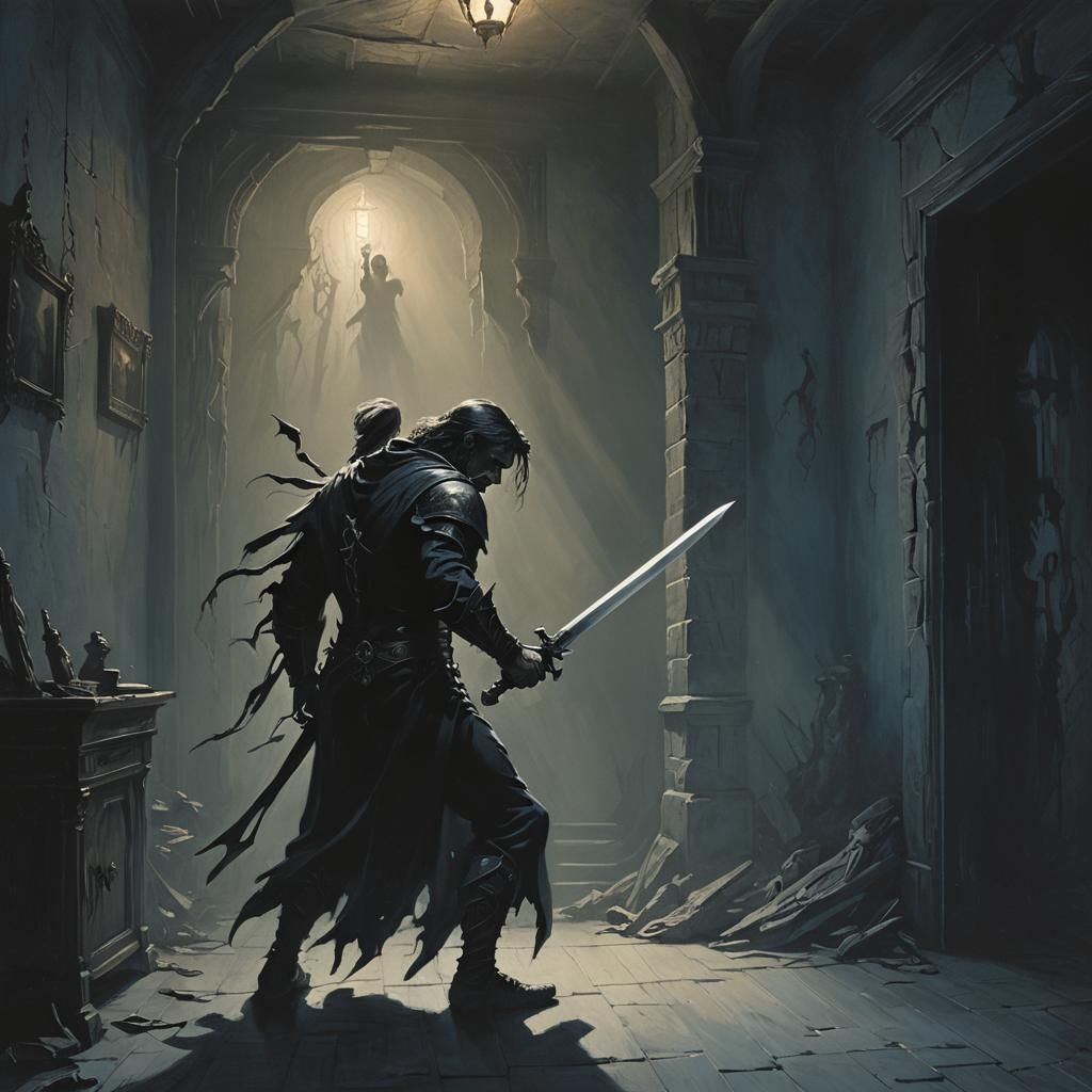 Celebrier Reaches for the Sword: Dark Fantasy Art