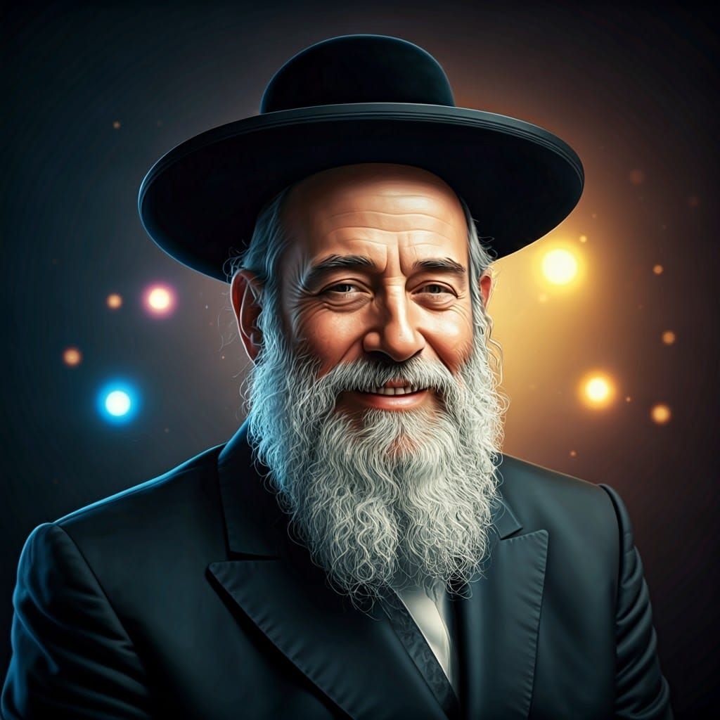 Joyful Ultra-Orthodox Man in Dreamlike Iridescent Hues
