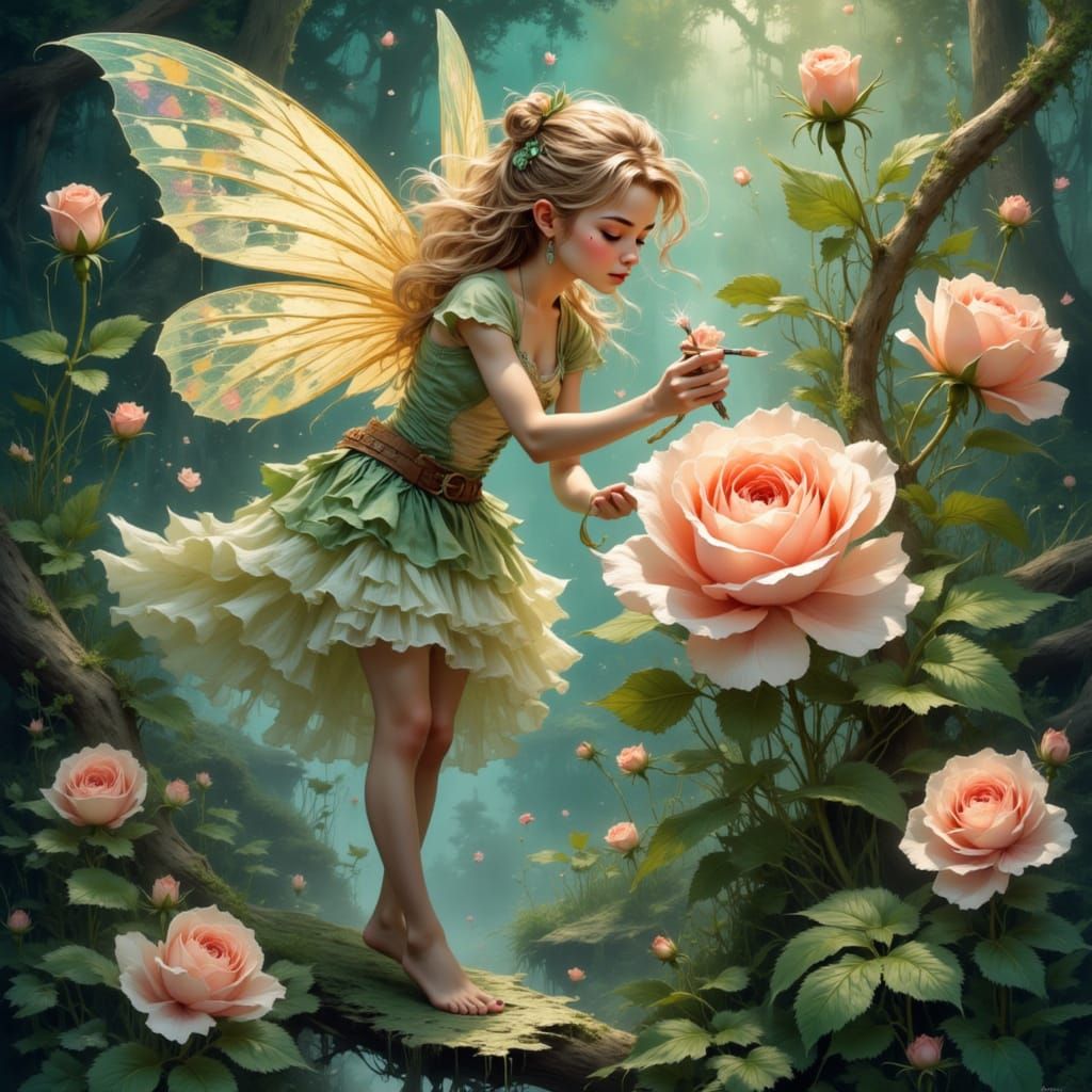 Enchanted Flower Fairy Painting with Stardust