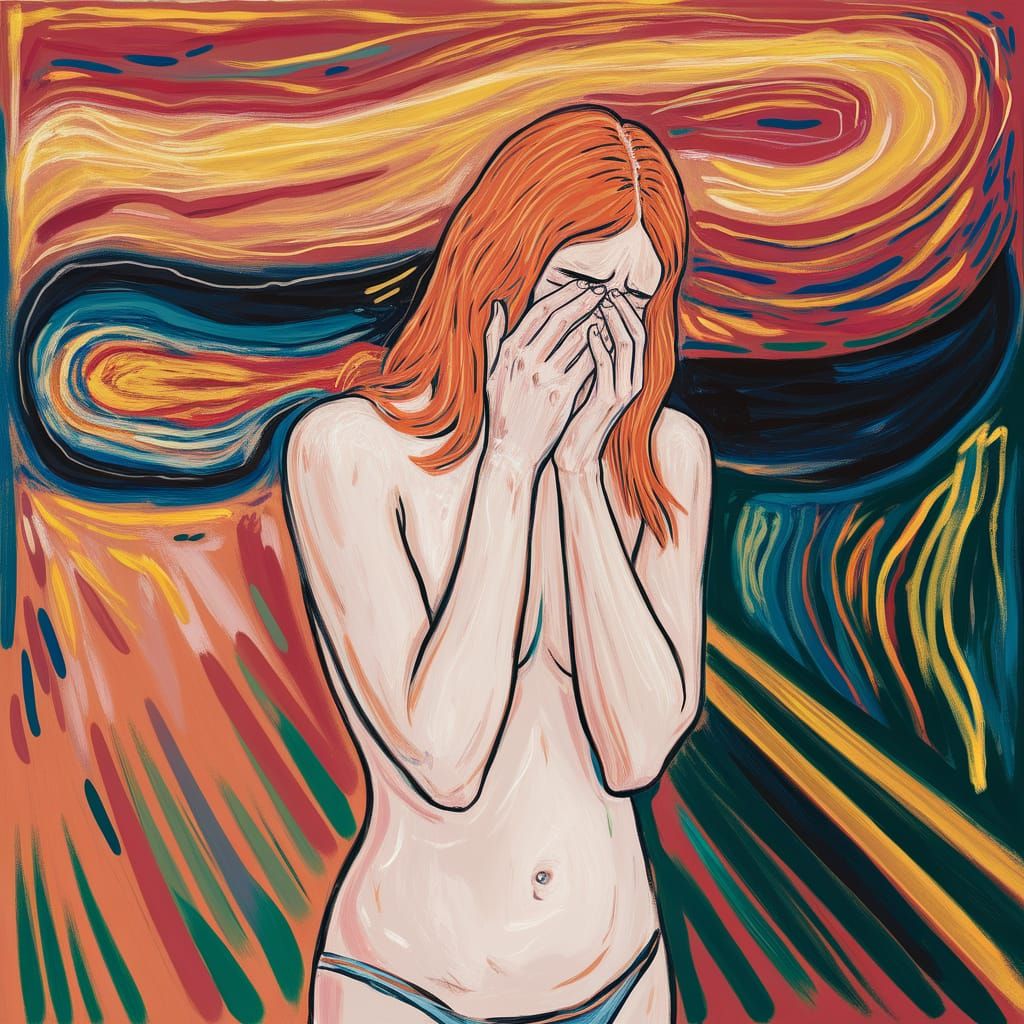 Ethereal Woman in Contemplative Repose, Emotive Surreal Land...