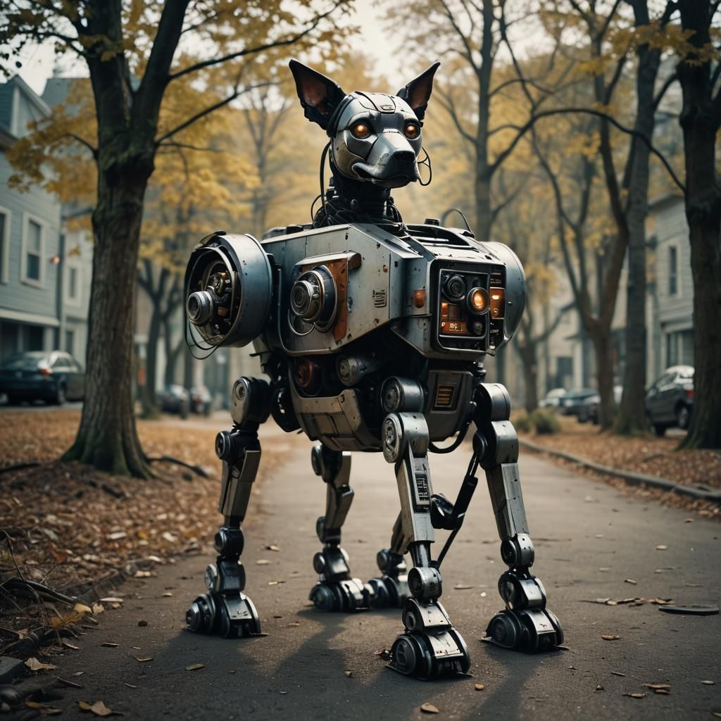 Cinematic Robot Dog Film Still