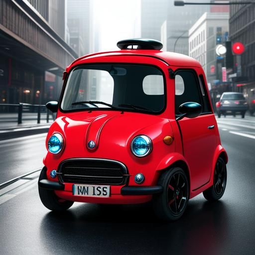 Hyper Realistic Futuristic Red Bubble Car