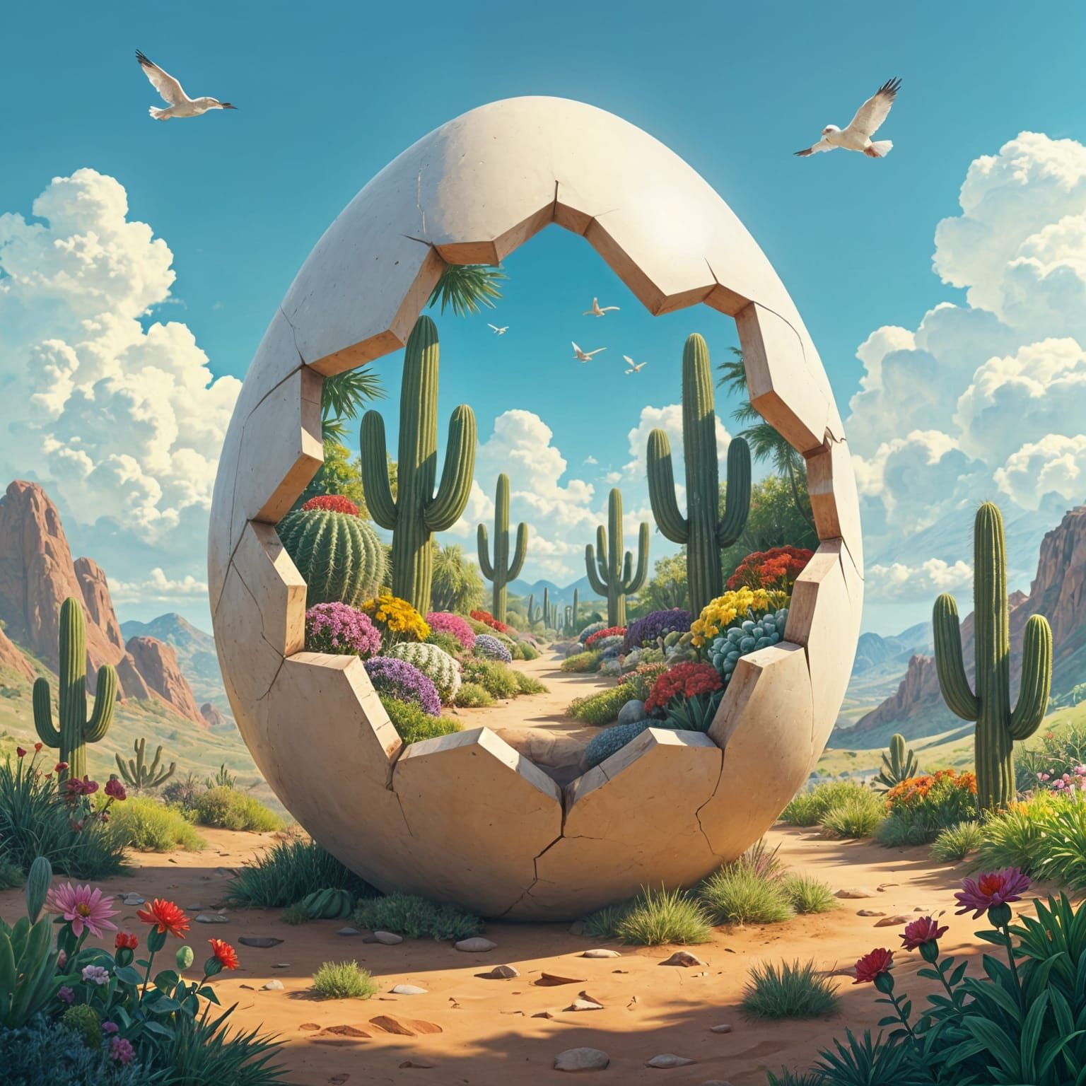 Ostrich Egg Garden: A Miniature Desert Oasis