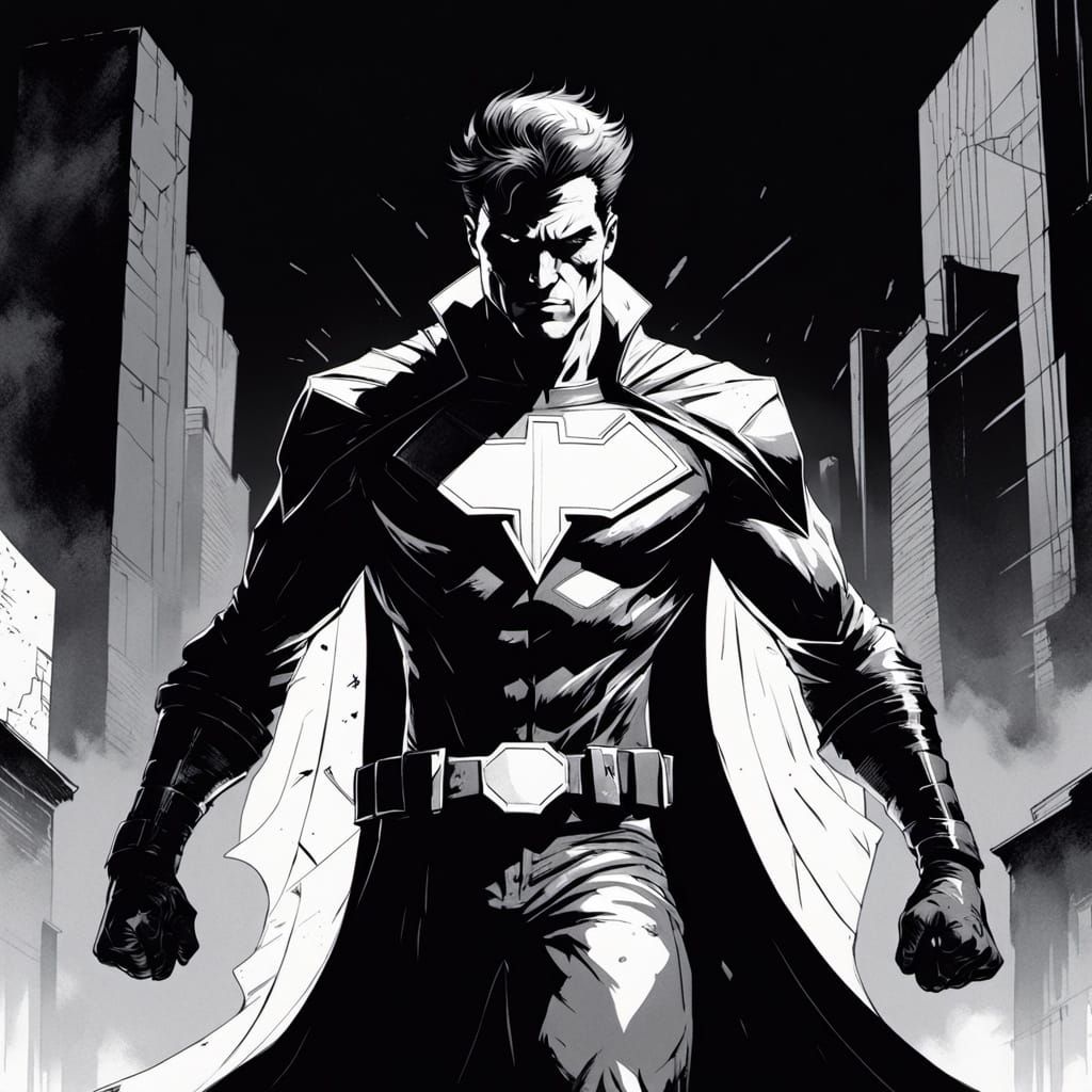 Heroic Figure in Gritty Urban Landscape