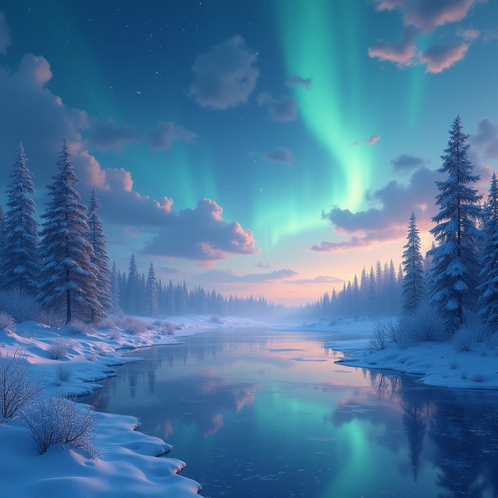 Ethereal Winter Aurora in Vibrant Colors