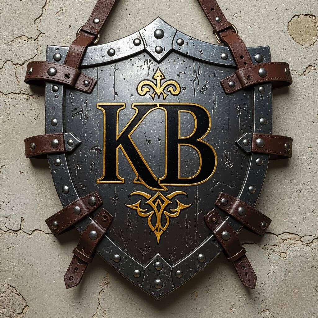 Kulový Blesk Emblem on Medieval Shield in Dystopian Style