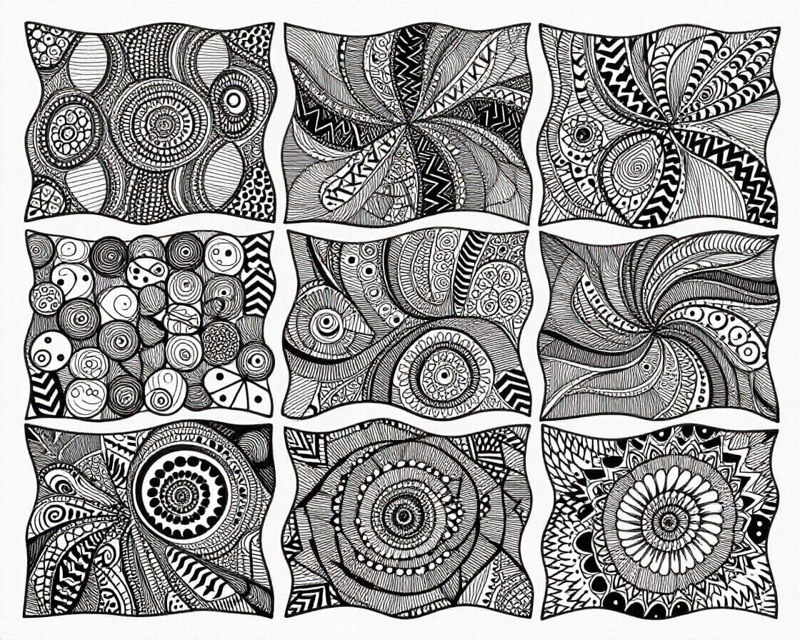 Zentangle Inspired Abstract Pattern with Circles and Lines