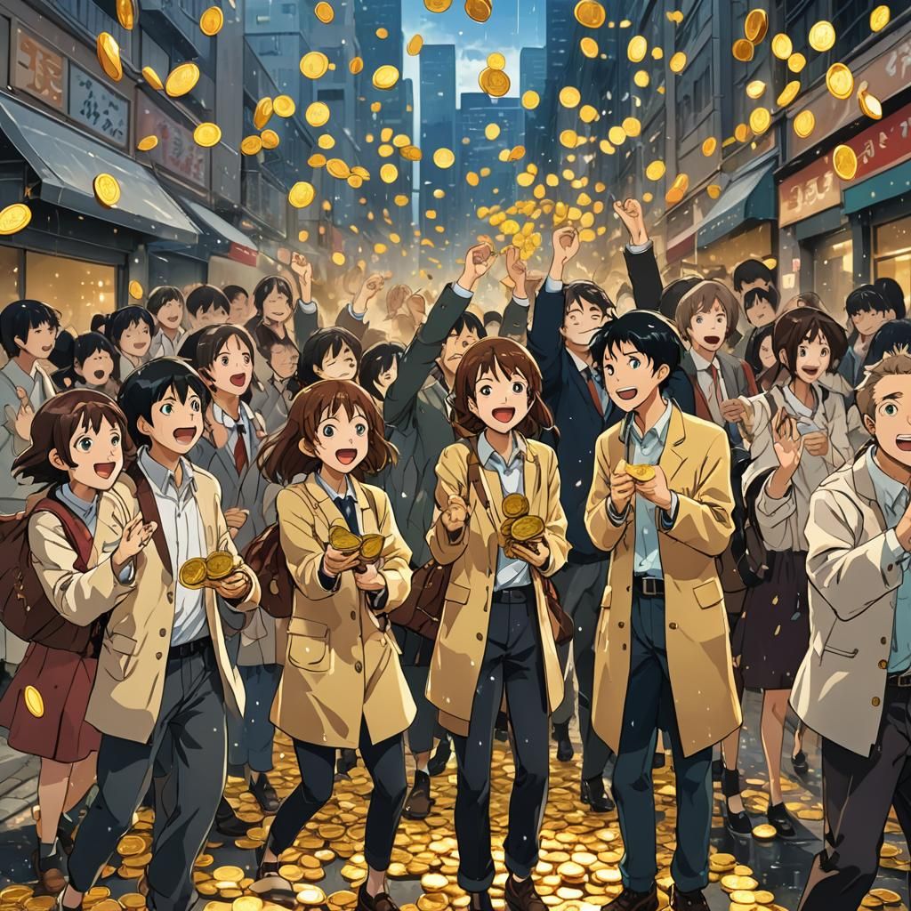 Anime Scene: Investors Catching Gold Coins
