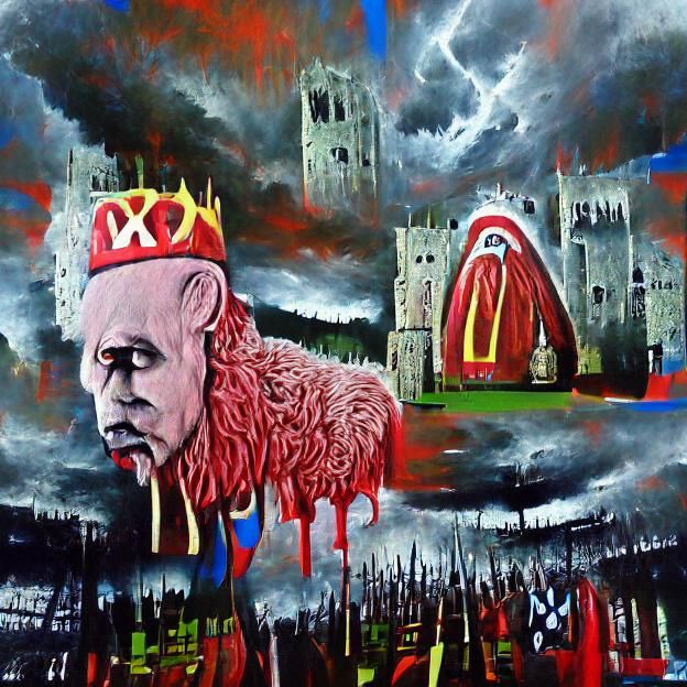 Butcher King on Throne in Dark Fantasy Style