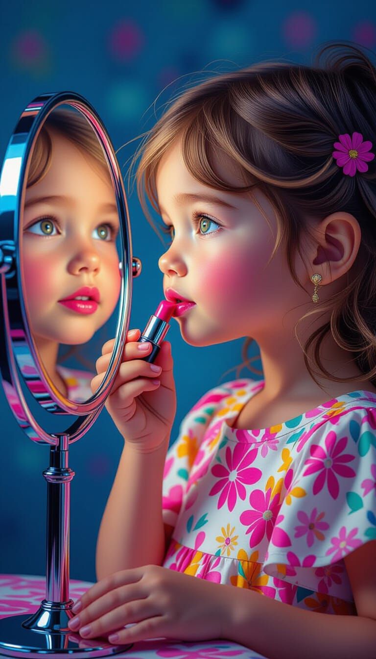 Girl Applying Lipstick: Ultra-Realistic Digital Art