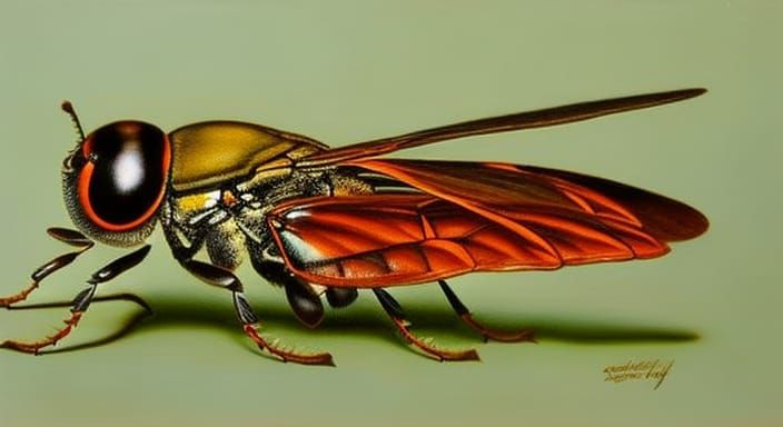 Six-Legged Sepia Cicada in Oil Pastel