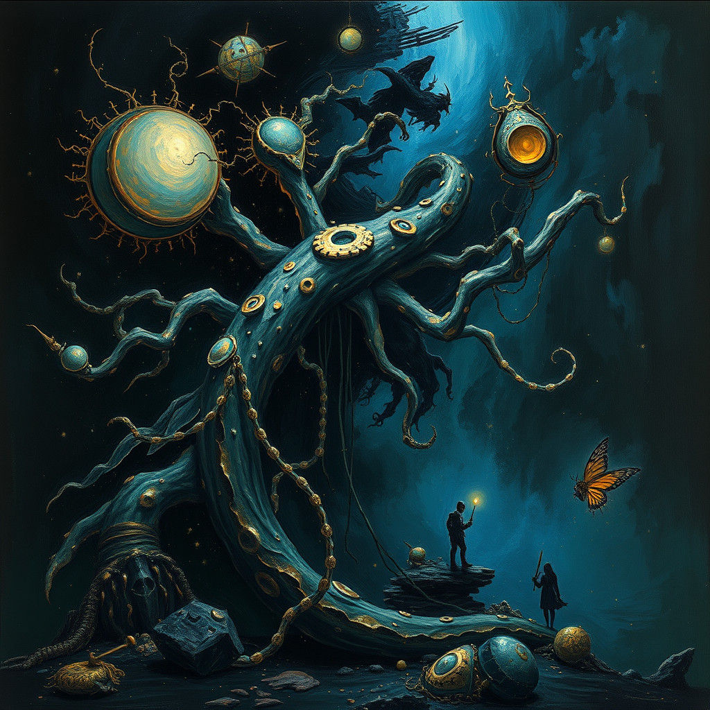 Mystical Dreamlike Scene in Surrealist Style