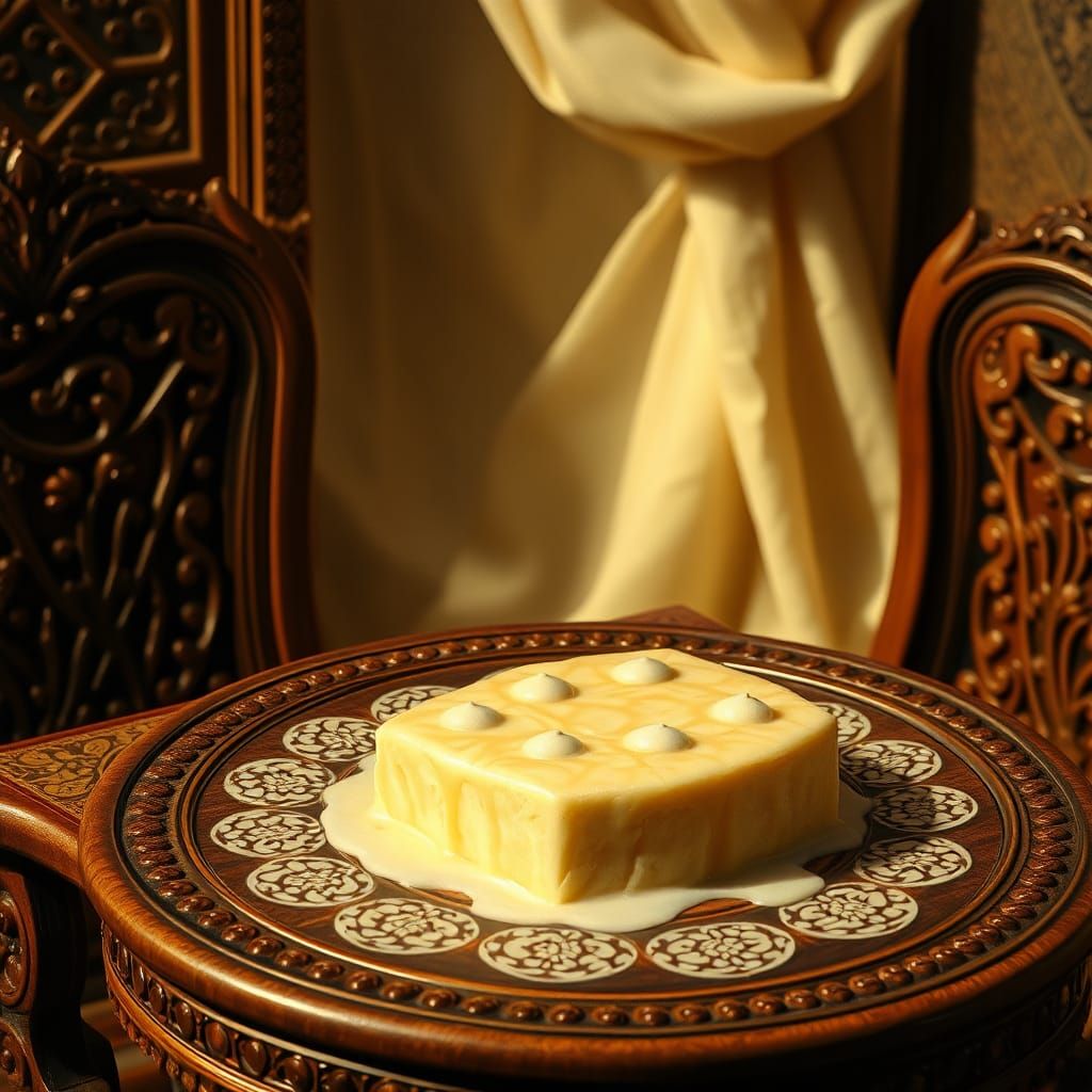 Rosmalai Dessert in the Style of Indian Painting