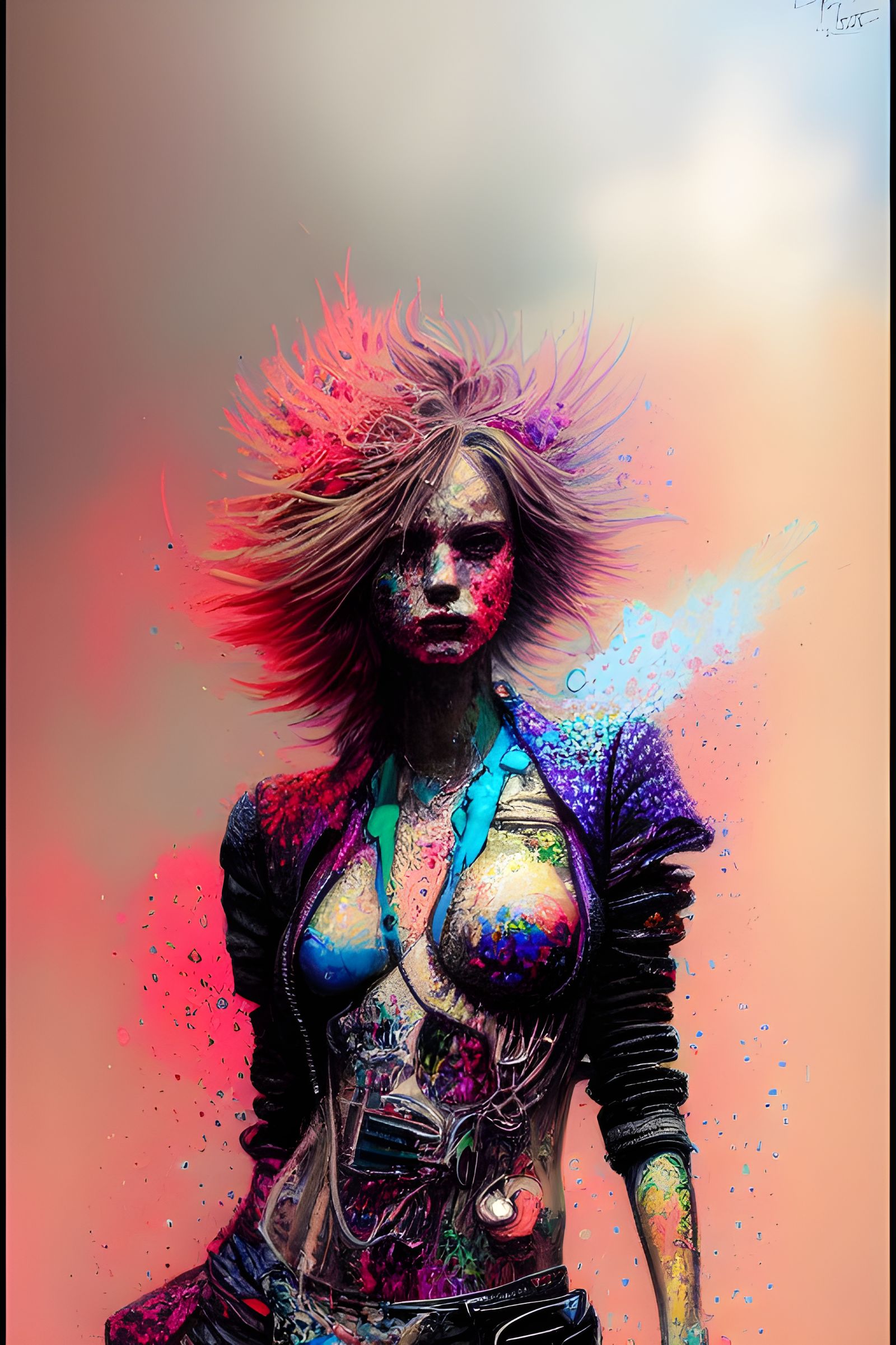 Fractal Iridescent Punk in Digital Art Style