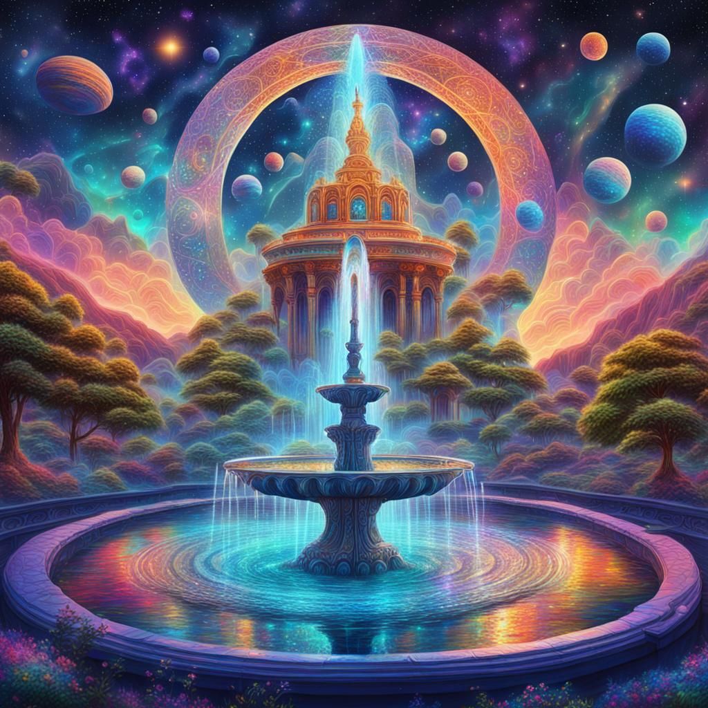Cosmic Astral Fountain in Visionary Style