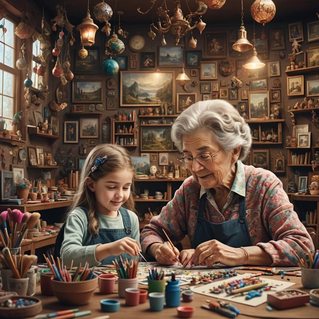 Grandma and Child Create Art: Digital Matte Painting