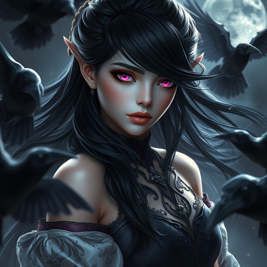 Enchanted Elven Enchantress under Starlight