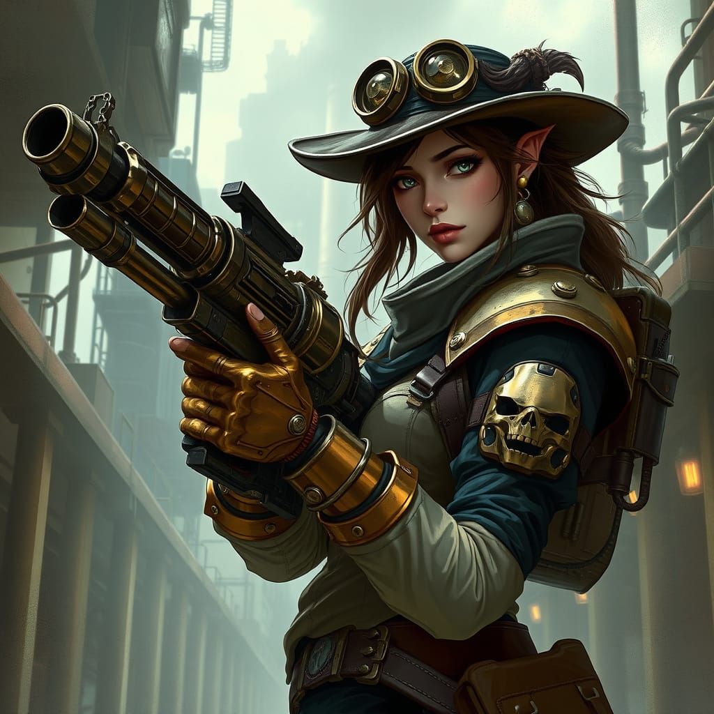 Steampunk Gunslinger in Industrial Chaos