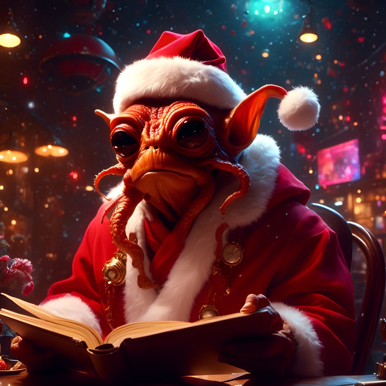 Admiral Ackbar as Santa in Pixar Animation Style