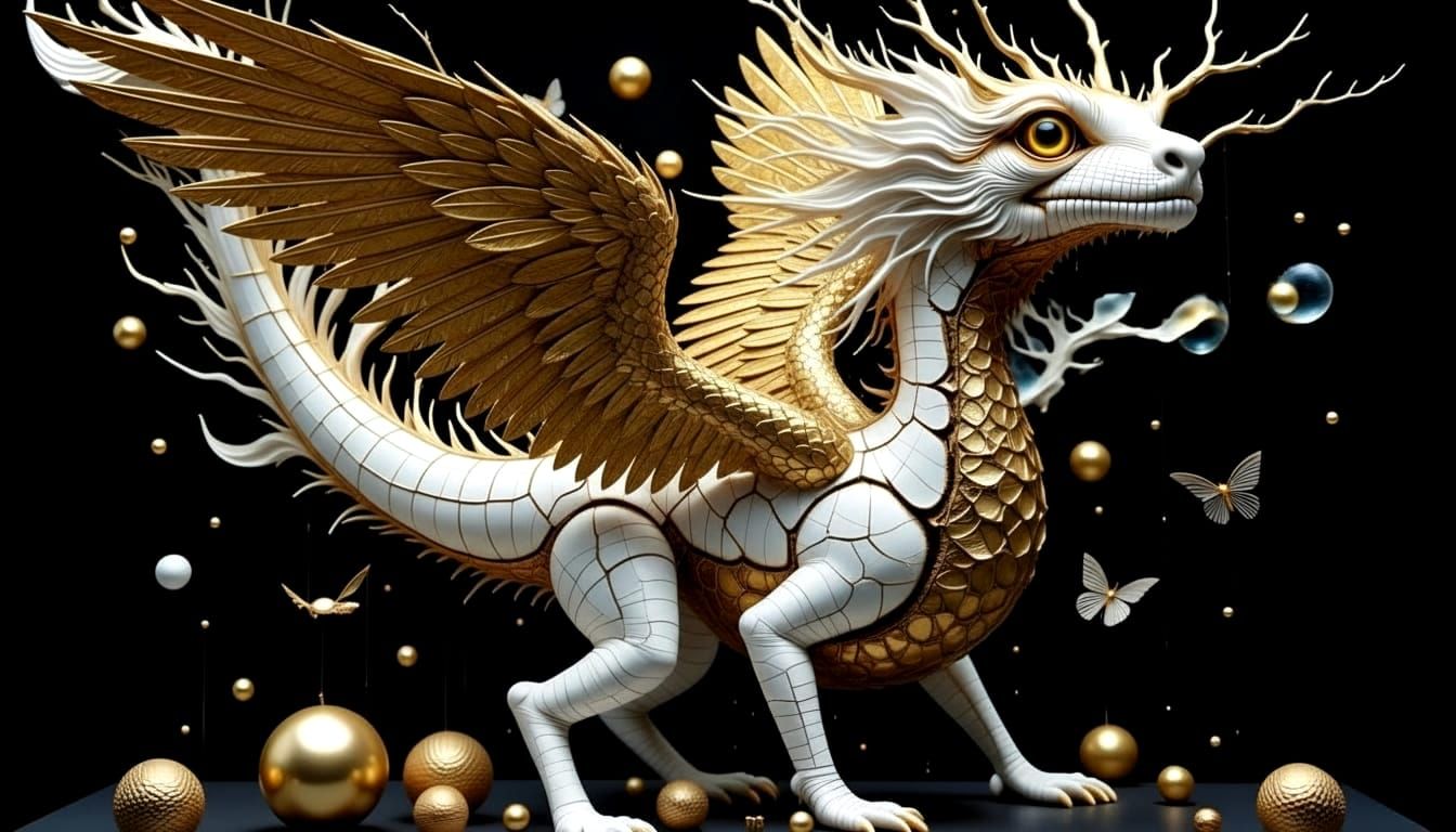 Fantasy Gold Winged Dragon