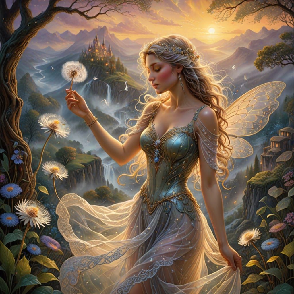 Mystical Fairy Rises from Dandelion Seed in Whispers of Bree...