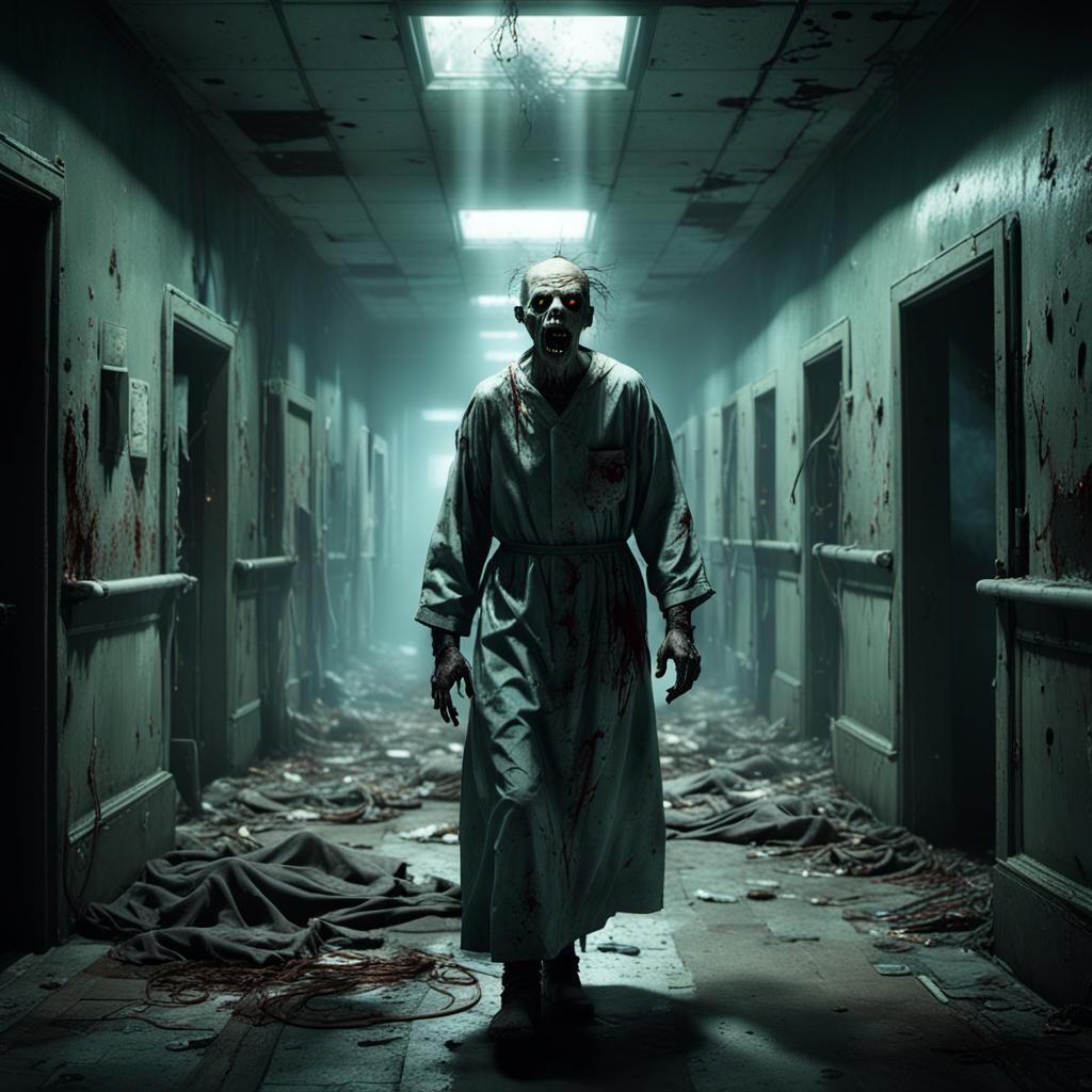 Asylum Zombie Stumbles Through Abandoned Corridors