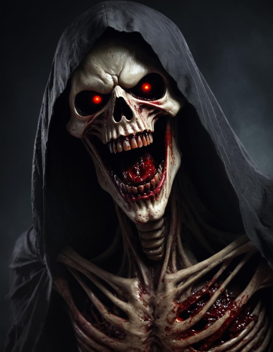 Creepy Horror Reaper with Decayed Body