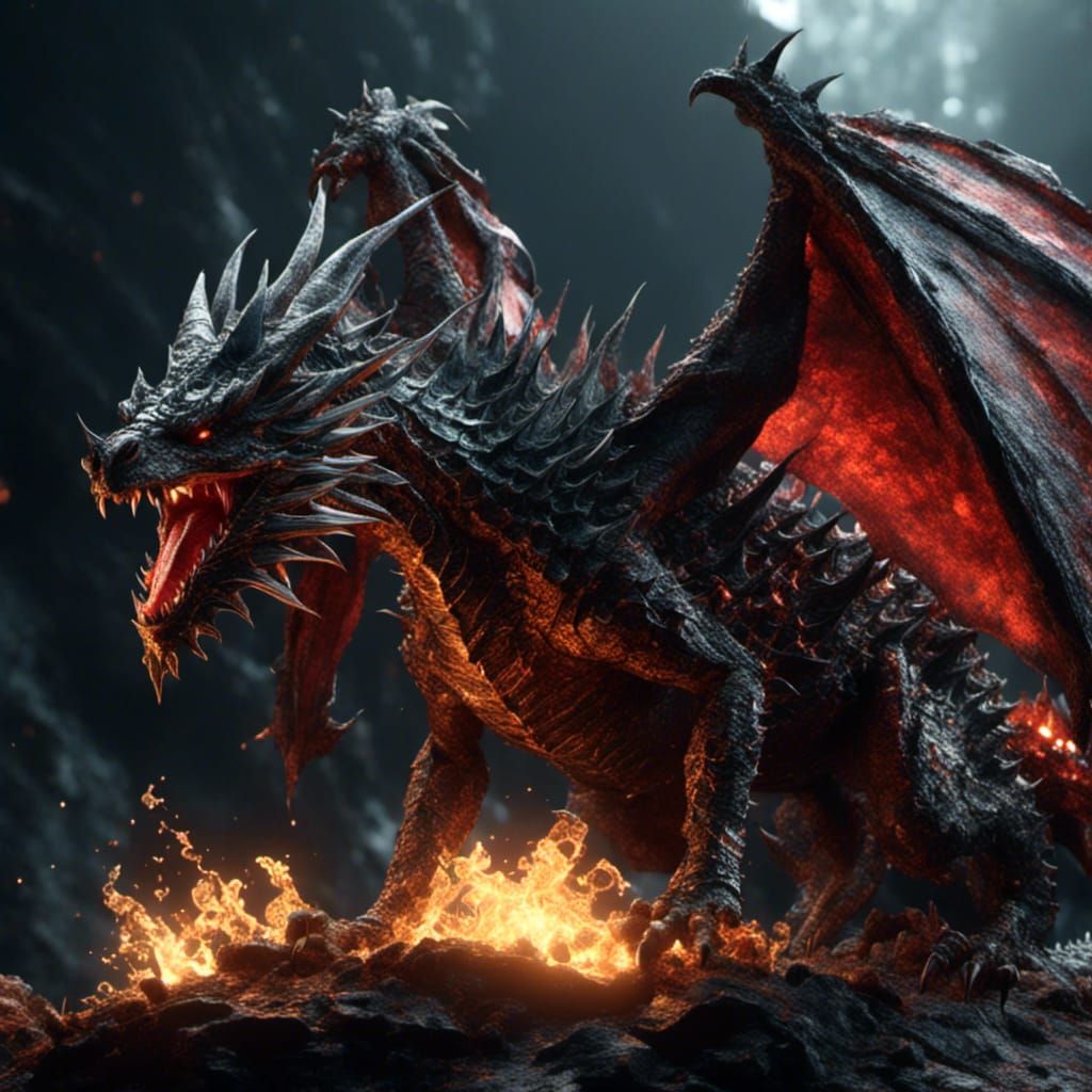 Realistic Spiky Dragon of Hell in Hyperreal HD