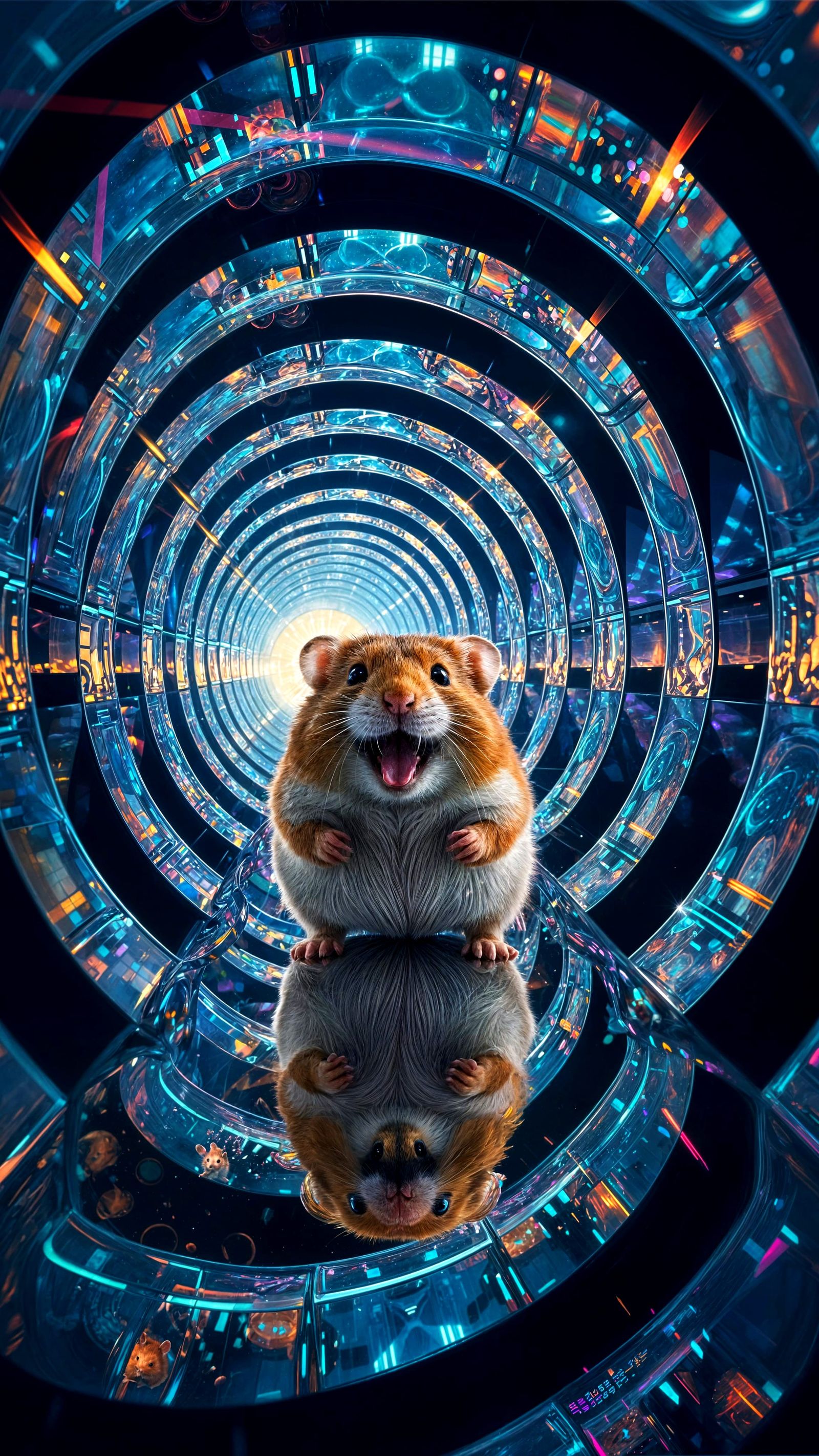 Surreal Hamster Wonderland in Vibrant Refractions