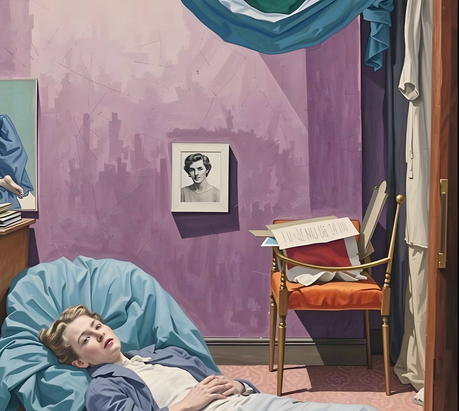 Eccentric Poet's Portrait in Color Etching