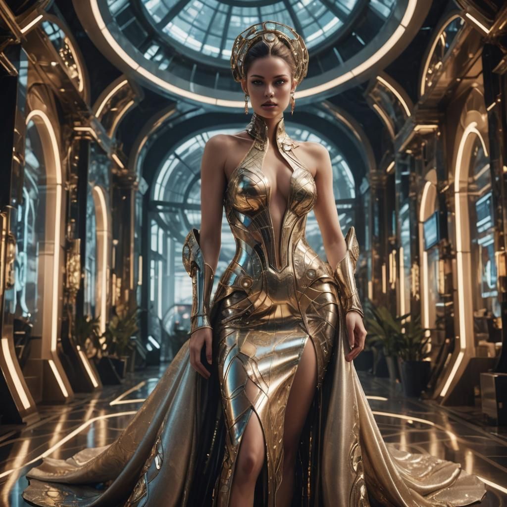 Cyber Courtesan in Futuristic Milan