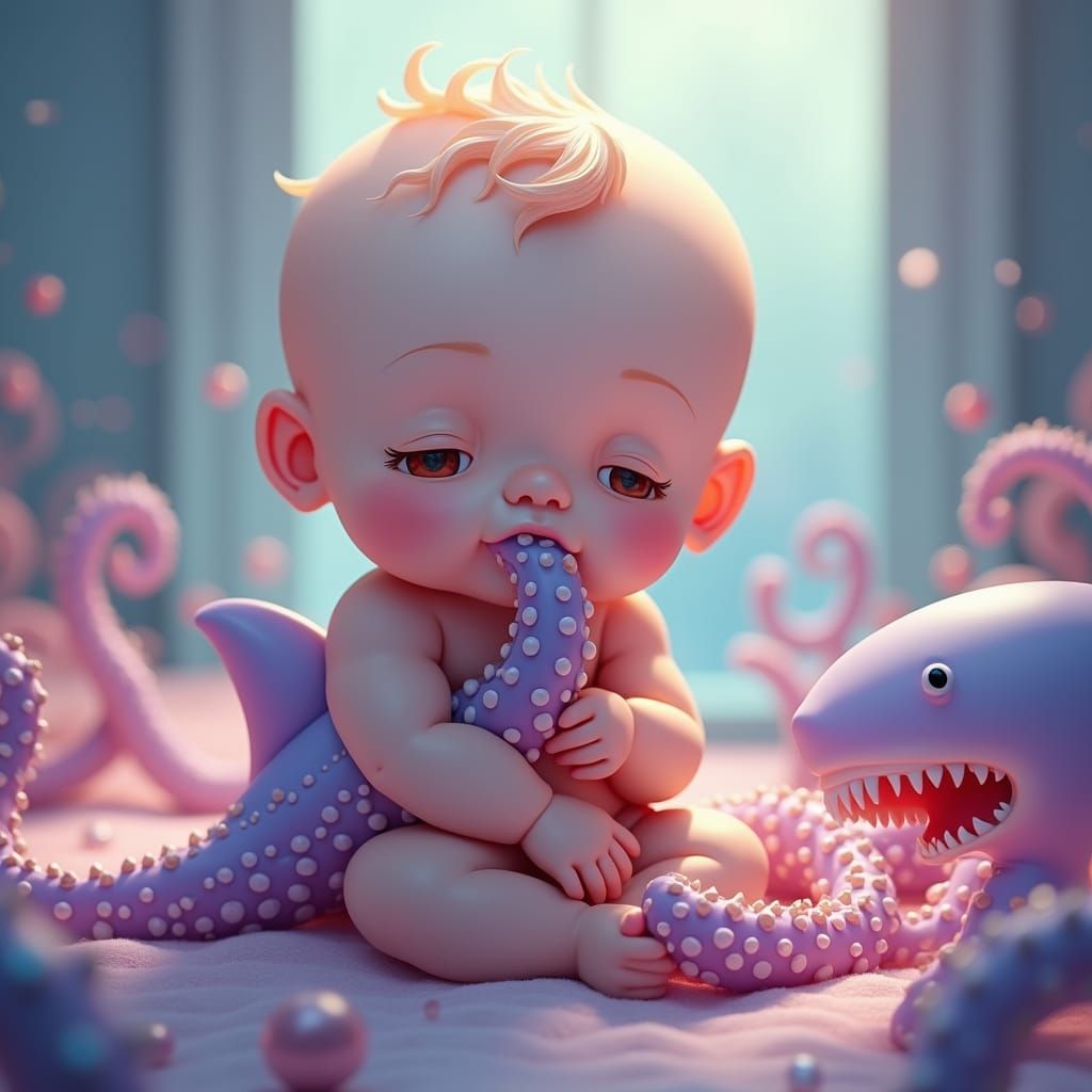 Anime Baby with Octopus and Shark Teeth