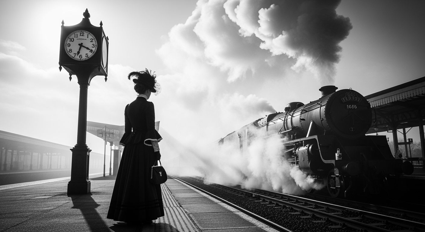 Misty Victorian Railroad: Black and White Photography