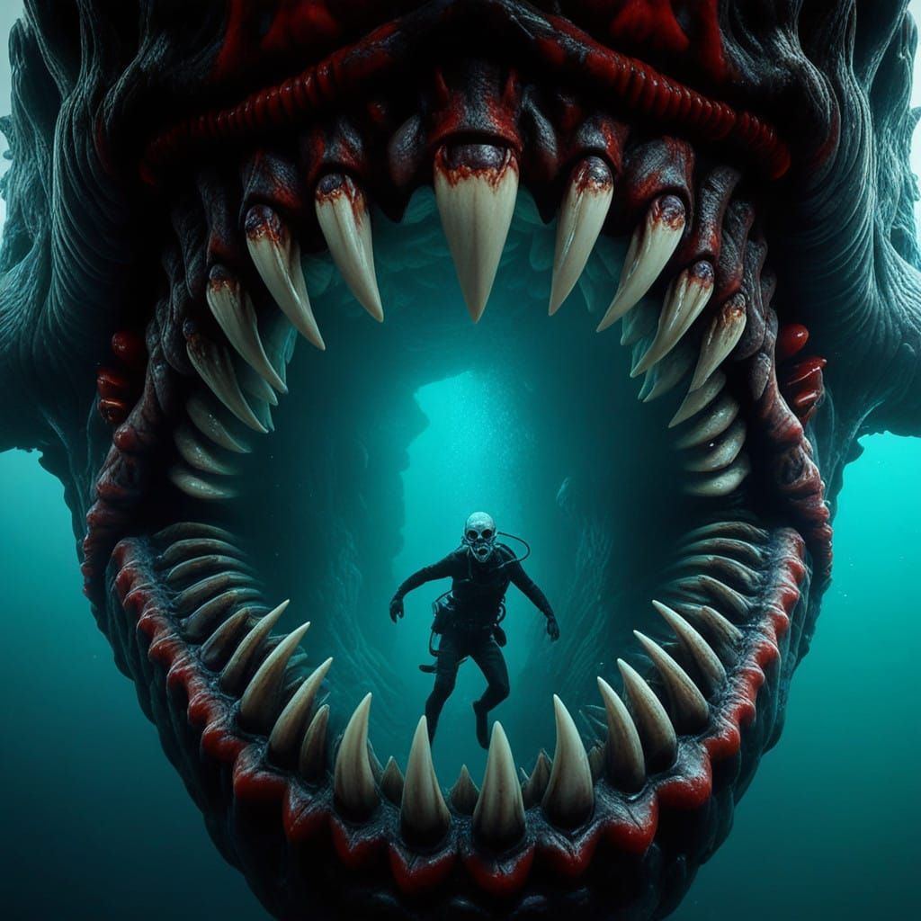 Ethereal Horror Creature Confronts Diver in Haunting Cinemat...