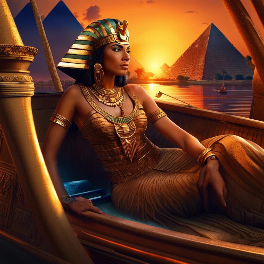 Cleopatra on the Nile: Photorealistic Digital Art