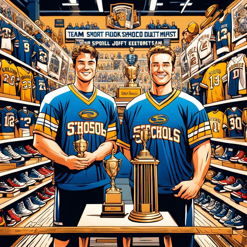 Comic Book Art: Friends with High School Trophy