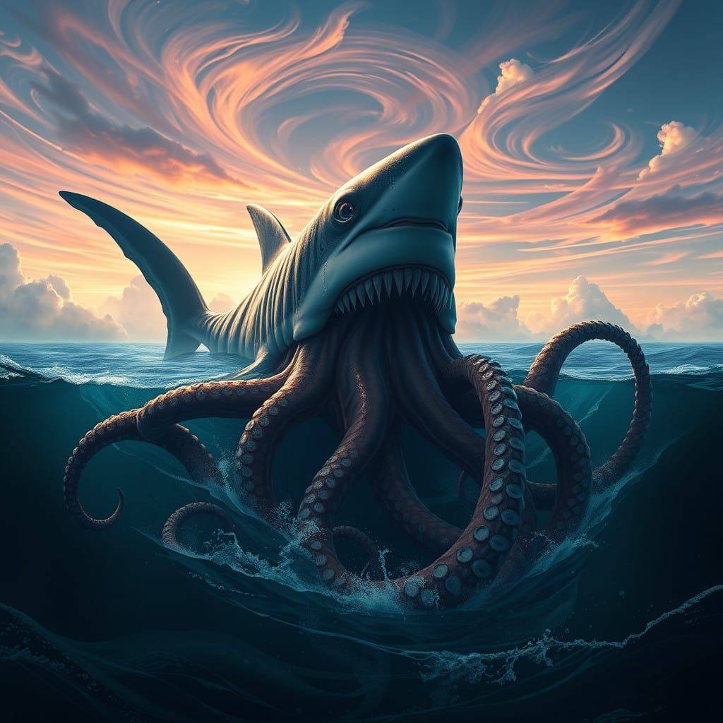 Colossal Hybrid Sea Creature Rises from the Ocean Depths in....