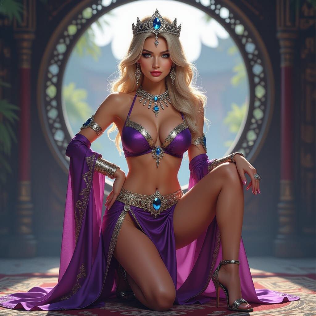 Blond Belly Dancer in Dark Fantasy Style Portrait