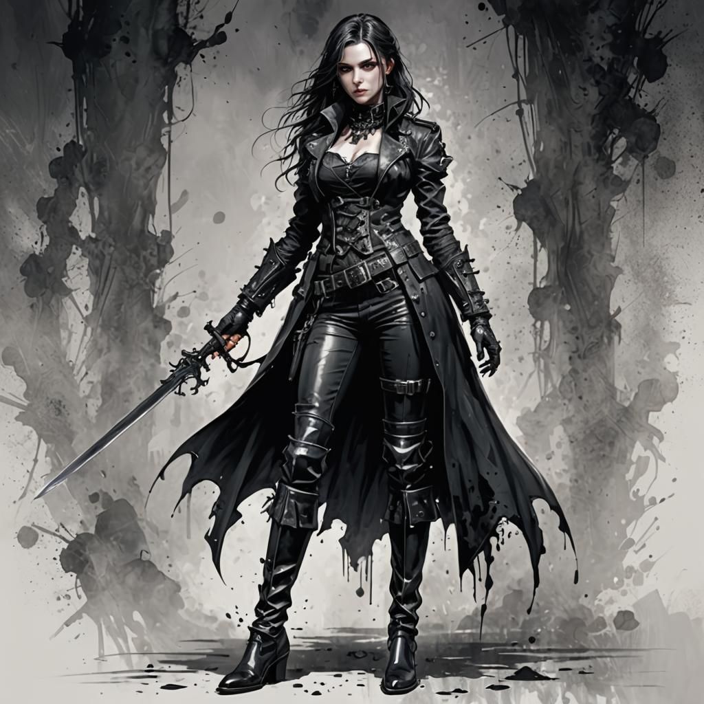 Gothic Noir Portrait of a Confident Woman