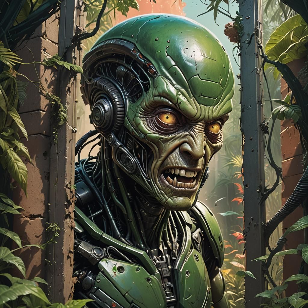 Hyperrealistic Alien Prison Escape: Splash Art Concept