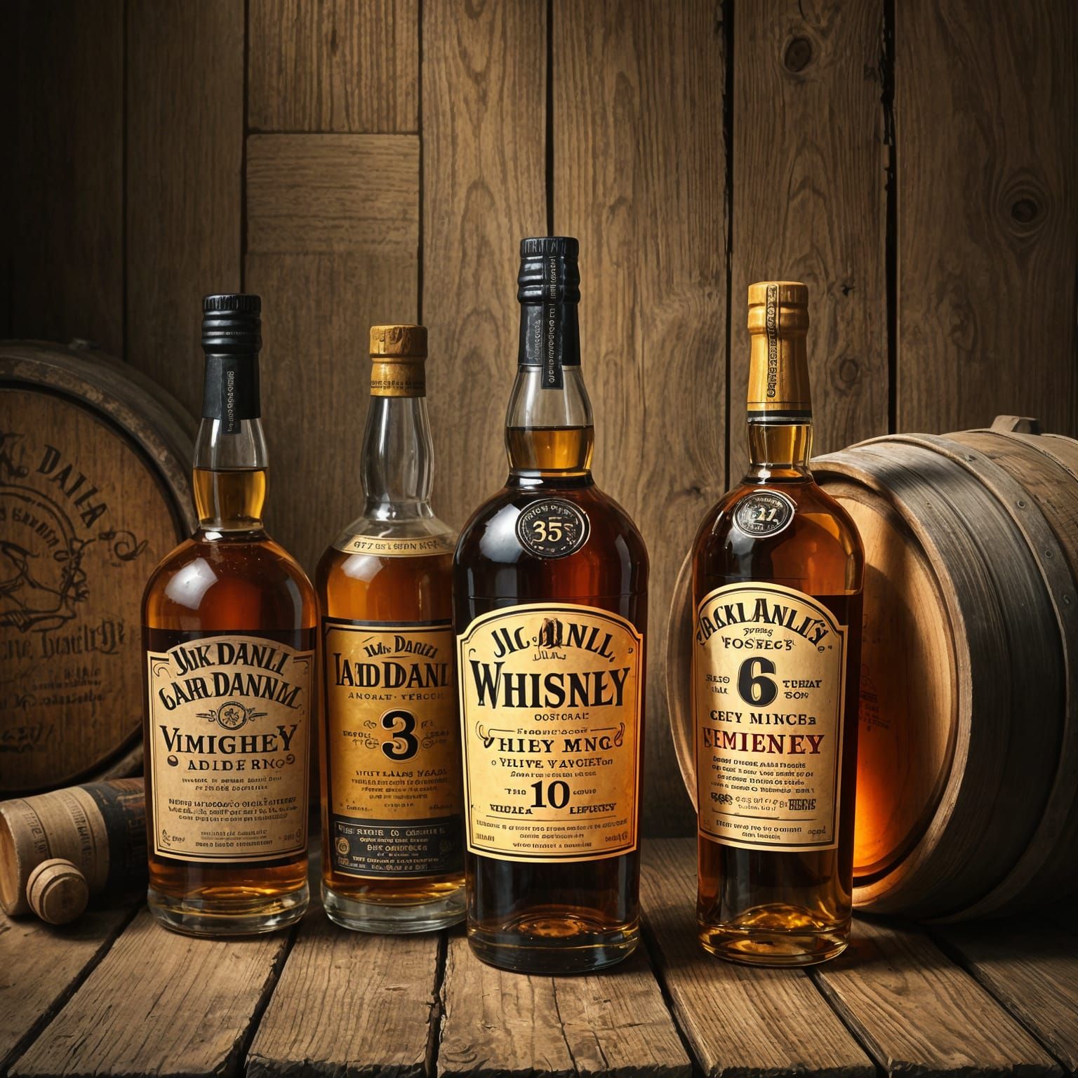 Classic American Whiskey Scene in Distressed Wood