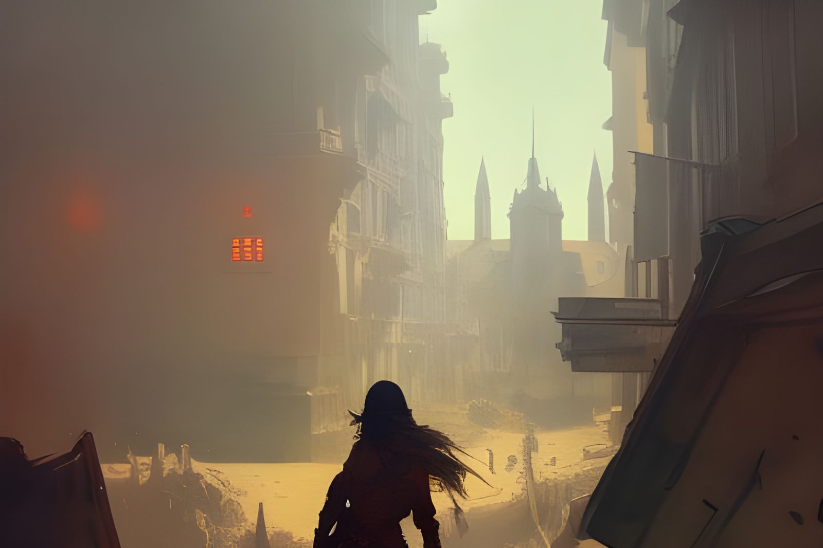 Dramatic Western Standoff in Art Nouveau Style