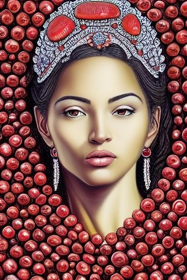 Goddess Among Red Coral Crystals