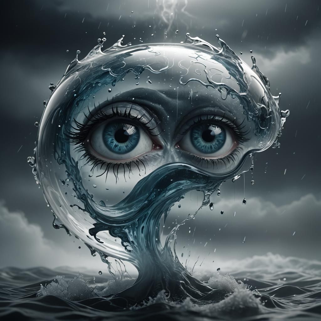 Eye and Brain in Glass A: 3D Render