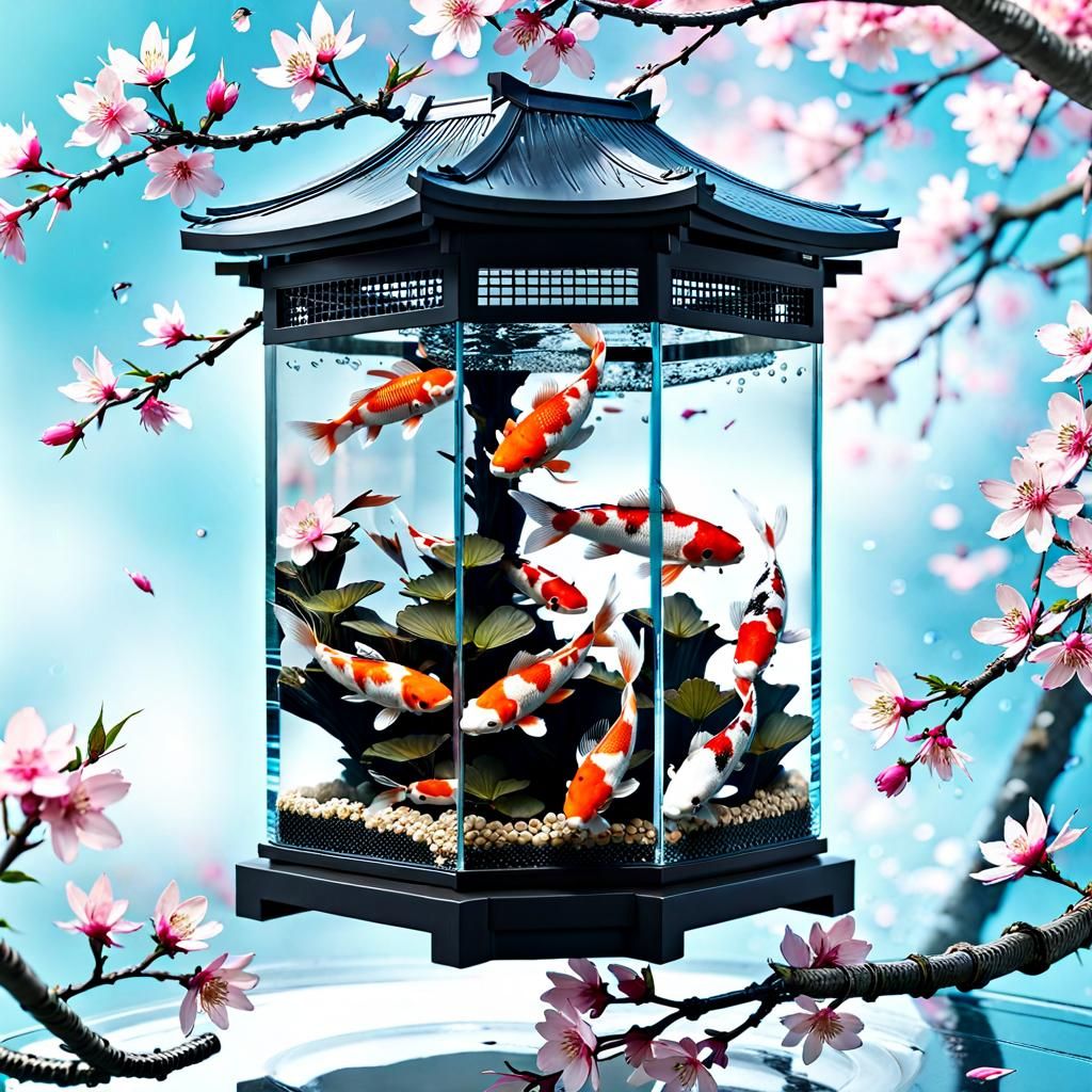 Japanese Koi Lantern Aquarium