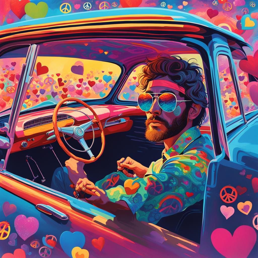 1960s Hippie Summer of Love in Neon