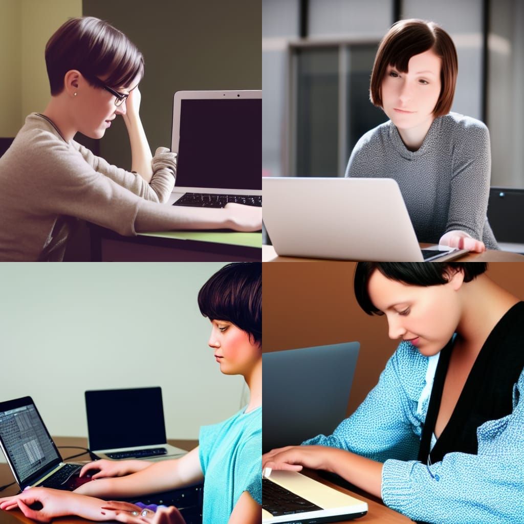 Girl Making Music on Laptop
