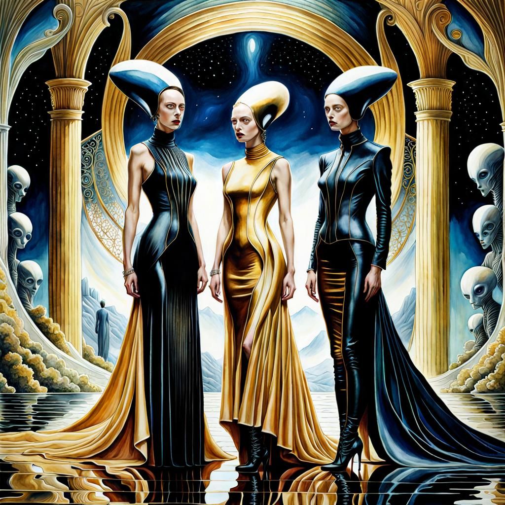 Alien Haute Couture Fashion Show in Watercolor