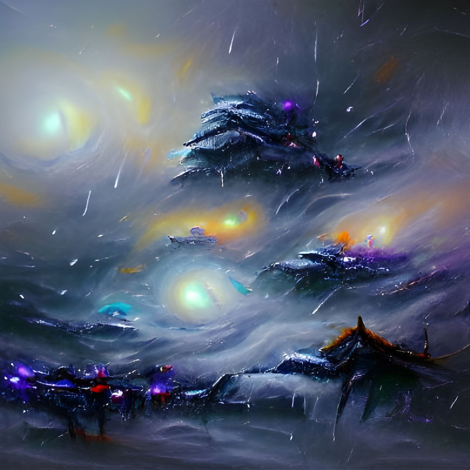 Galaxy as Snowstorm: 8k Oil Painting Concept Art