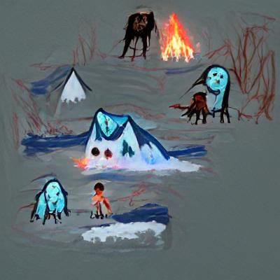 Crying Child in Icy Mountains: 2D Game Art